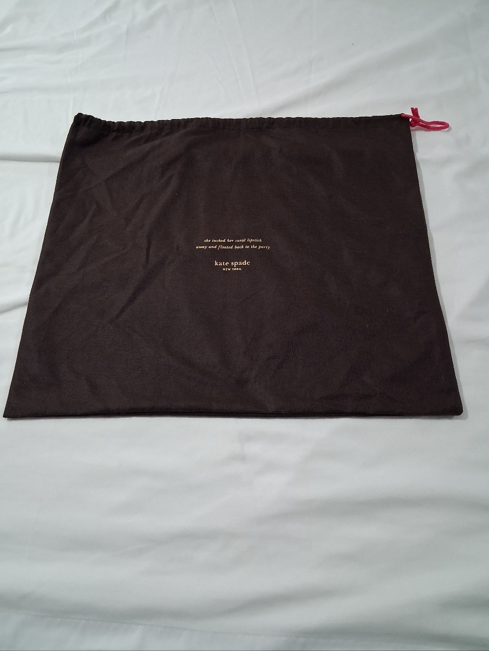 kate spade Large Brown Dust Bag with Pink Drawstring
